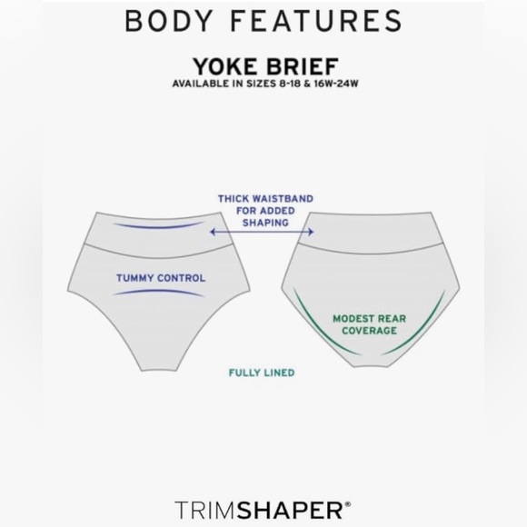 TrimShaper Women's Yoke Brief Swim Bottom Black 18W 18 NWT - Picture 4 of 10